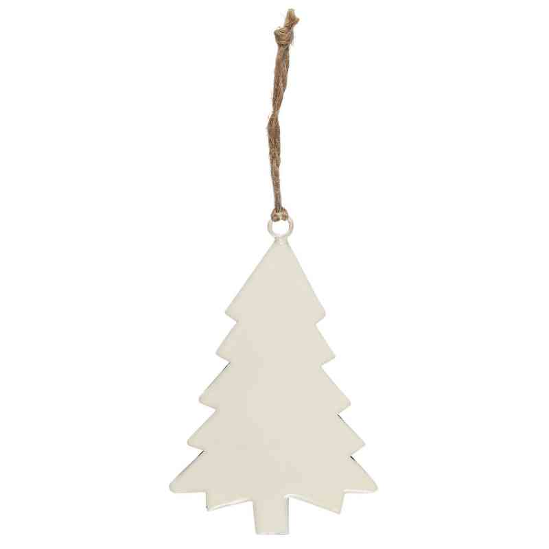 anhänger aus metall in weiß. tannenbaumform für die adventsdekoration, erhältlich bei luiseundfritz.de