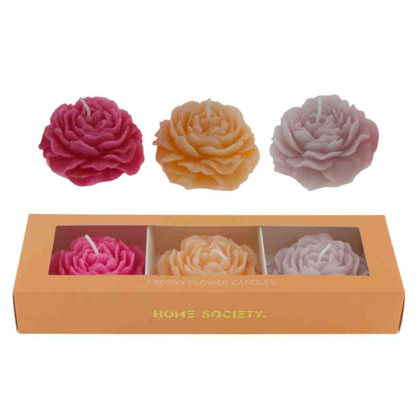 Kerzen 3er Set PEONY L Dekokerzen ca. 7,6 cm Blüten Blumenkerzen erhältlich bei www.luiseundfritz.de