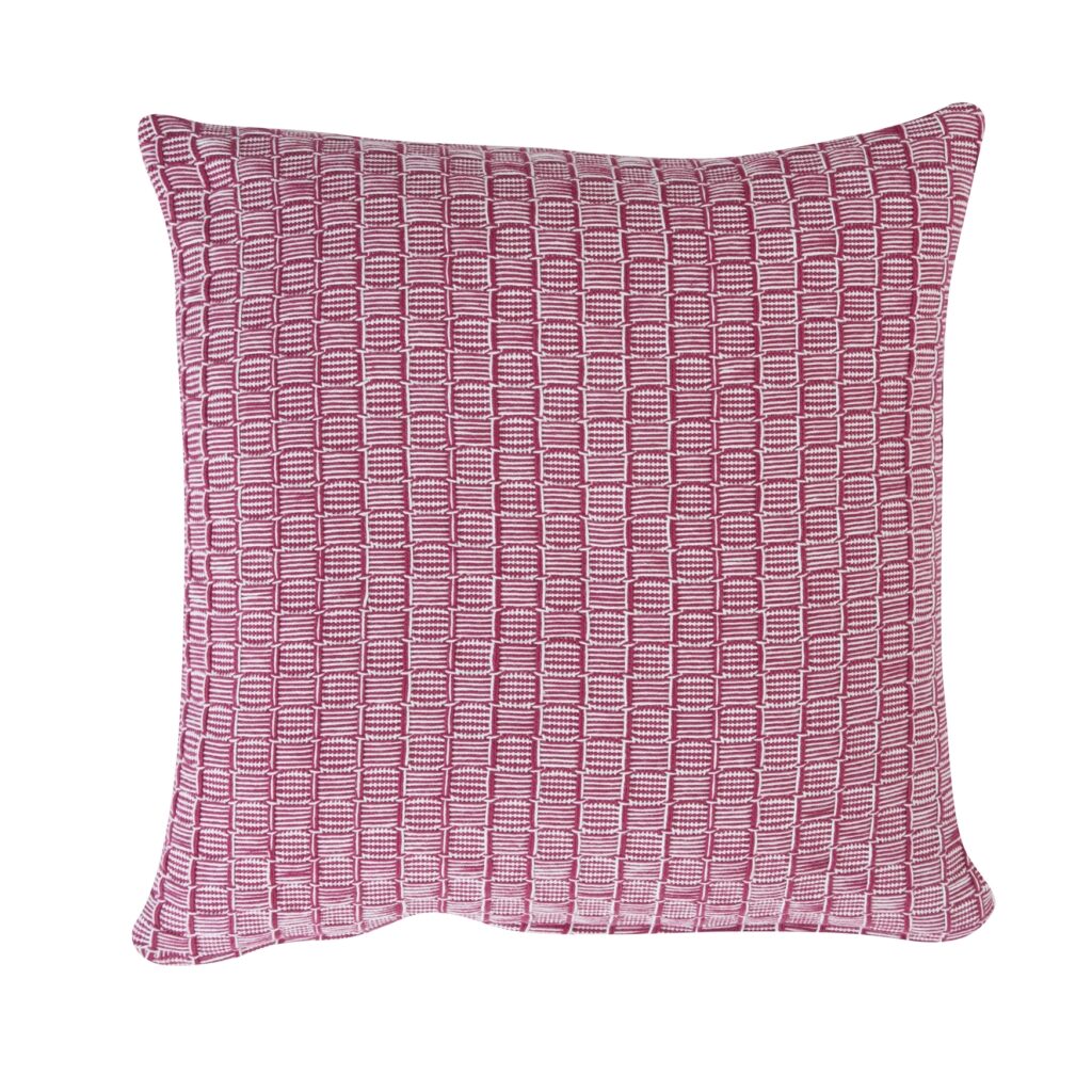 Kissen Jolie in rubinrot 40x40 aus Dobby-Gewebe (Baumwolle), erhältlich bei www.luiseundfritz.de