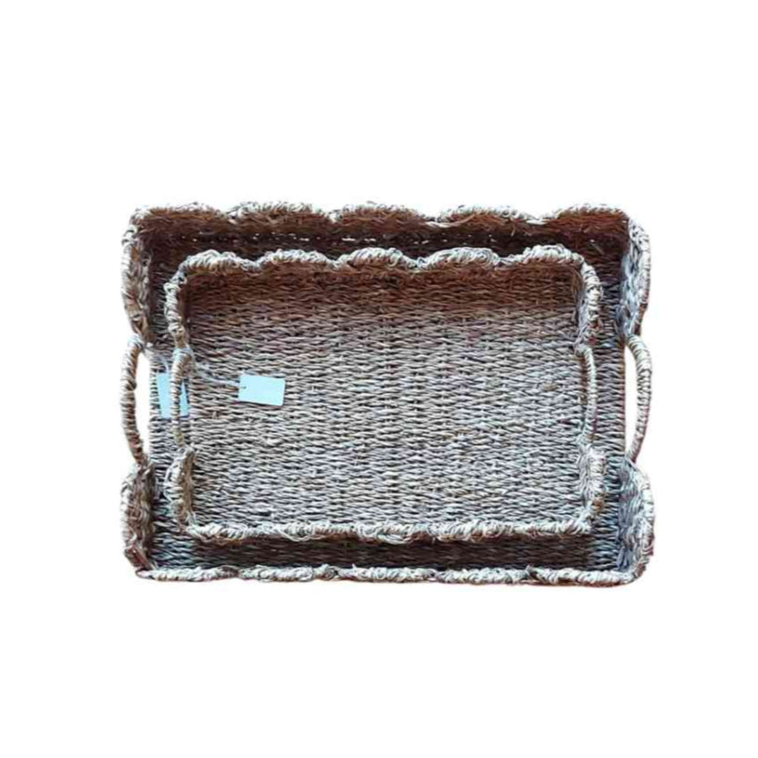 Korbtablett SET aus Seegras mit Wellenrand ca. 55x40 und 45x30 cm DAVY_Tabletts erhältlich bei www.luiseundfritz.de