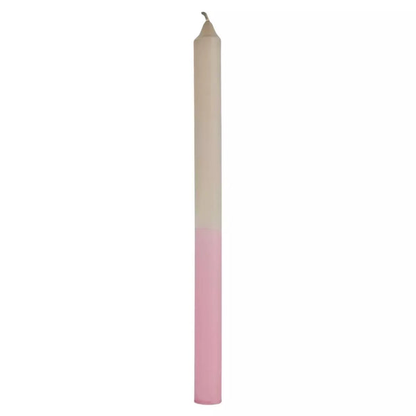 Kerze taupe rosa TWO TONE DIP DYE CANDLE ca. 29,5 cm zweifarbige Stabkerze