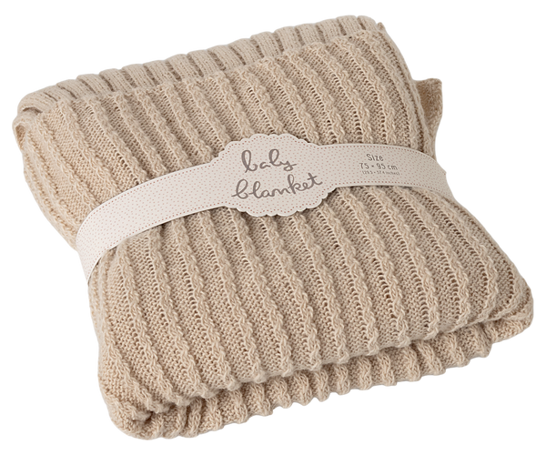 Maileg Babydecke STRICKDECKE supersoft ca. 95 x 75 cm Plaid hellbeige