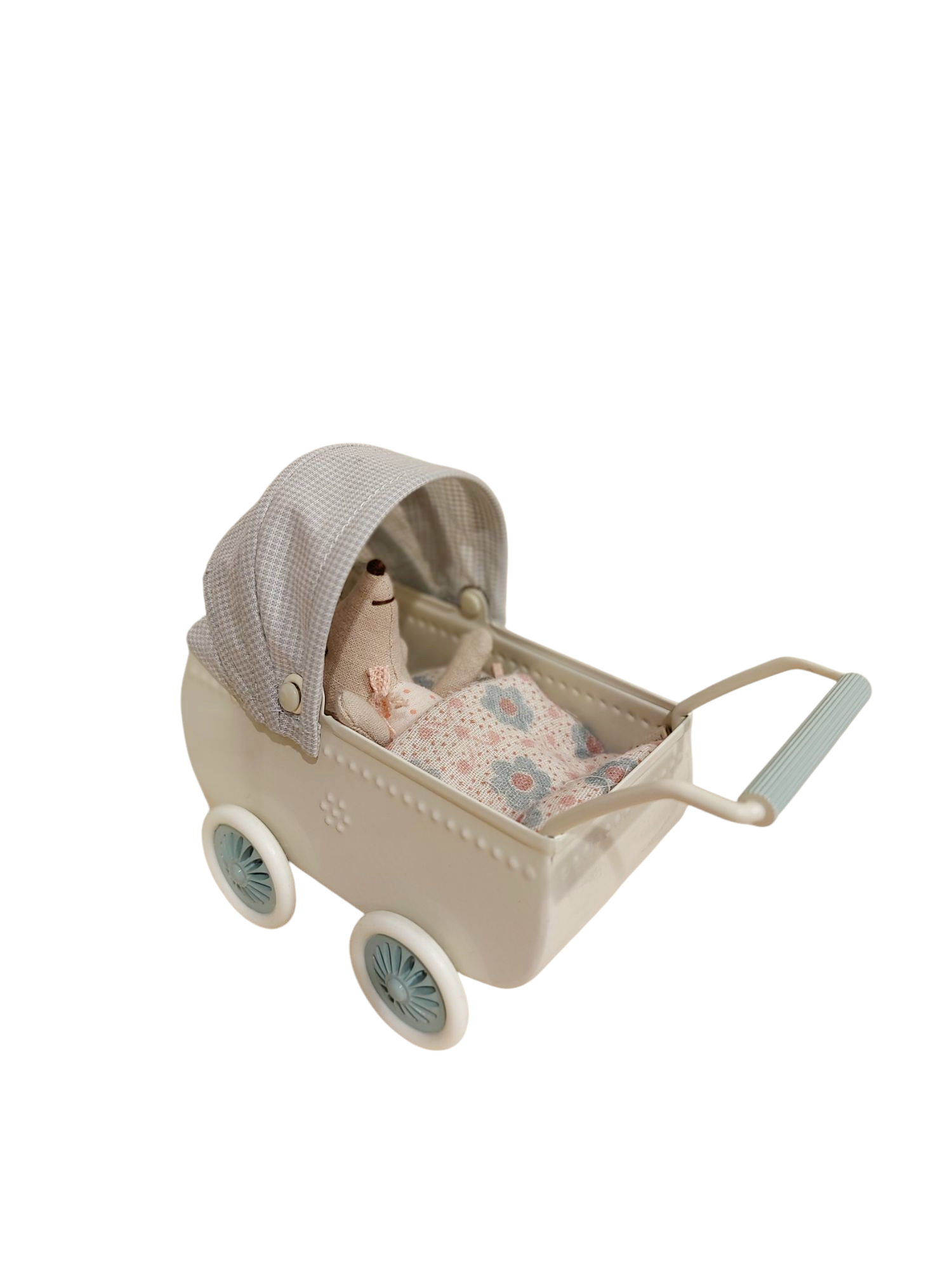 Maileg KINDERWAGEN minze mit BABYMAUS Matratze und Schlafsack