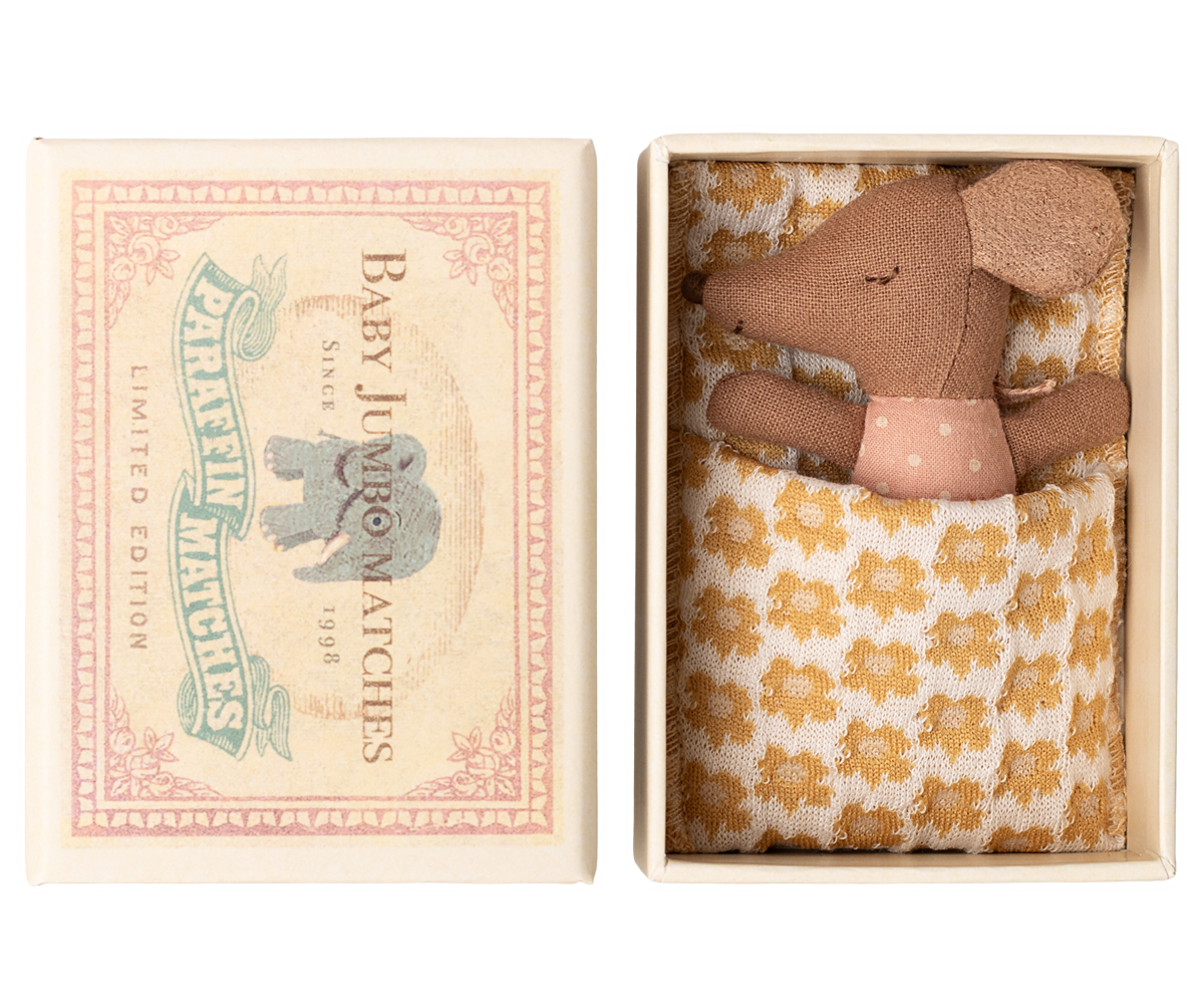Maileg schläfrige BABYMAUS rose SLEEPY WAKEY Wendemaus in Box + Schlafsack
