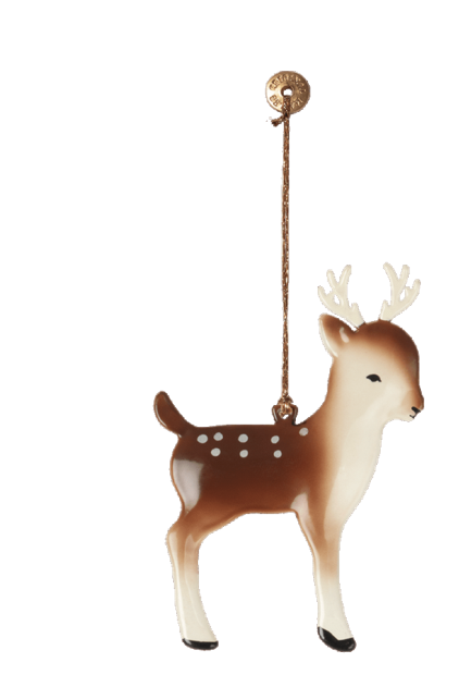 Maileg BAMBI mit Geweih braun 9x7 cm Baumschmuck Metallanhänger Adventsdeko