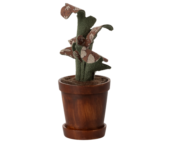 erhältlich bei www.luiseundfritz.de : Maileg Blumentopf mit PFLANZE aus Stoff Puppenhauszubehör ca. 9x4 cm | z.B. Gr. micro, Size 1 und 2
