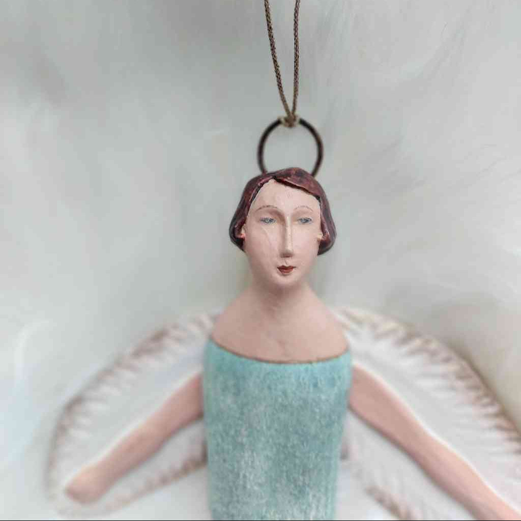 Maileg Engel Hampelmann mit Heiligenschein in vintage-mint ca. 20,5 cm Advent Dekoration erhältlich bei www.luiseundfritz.de