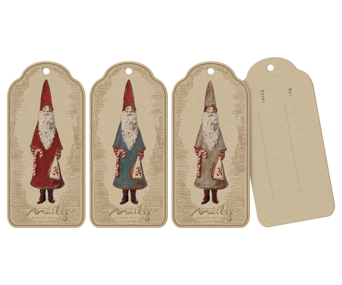 Maileg Geschenkanhänger 12er Set NIKOLAUS 11x5 cm Weihnachtsmann erhältlich bei www.luiseundfritz.de