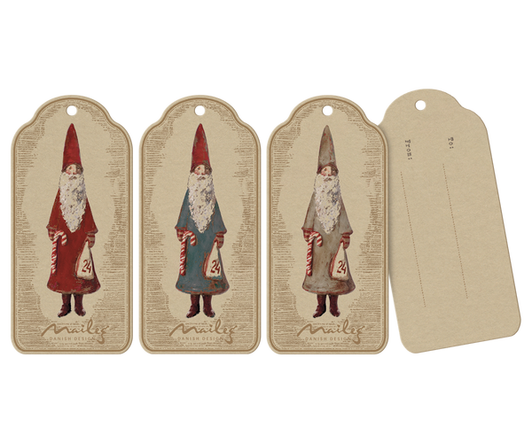 Maileg Geschenkanhänger 12er Set NIKOLAUS 11x5 cm Weihnachtsmann erhältlich bei www.luiseundfritz.de