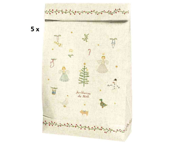 Maileg Geschenktüten Set 5x groß WEIHNACHTEN Papierbeutel 30,5 cm | Bodenbeutel