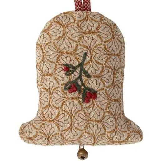 Maileg GLOCKE Ornament Blumenmuster mit Stickerei in rot Stoffanhänger 8 cm Baumschmuck