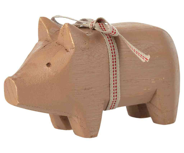 Maileg weihnachtsdekoration holzschwein altrosa erhältlich bei luiseundfritz.de