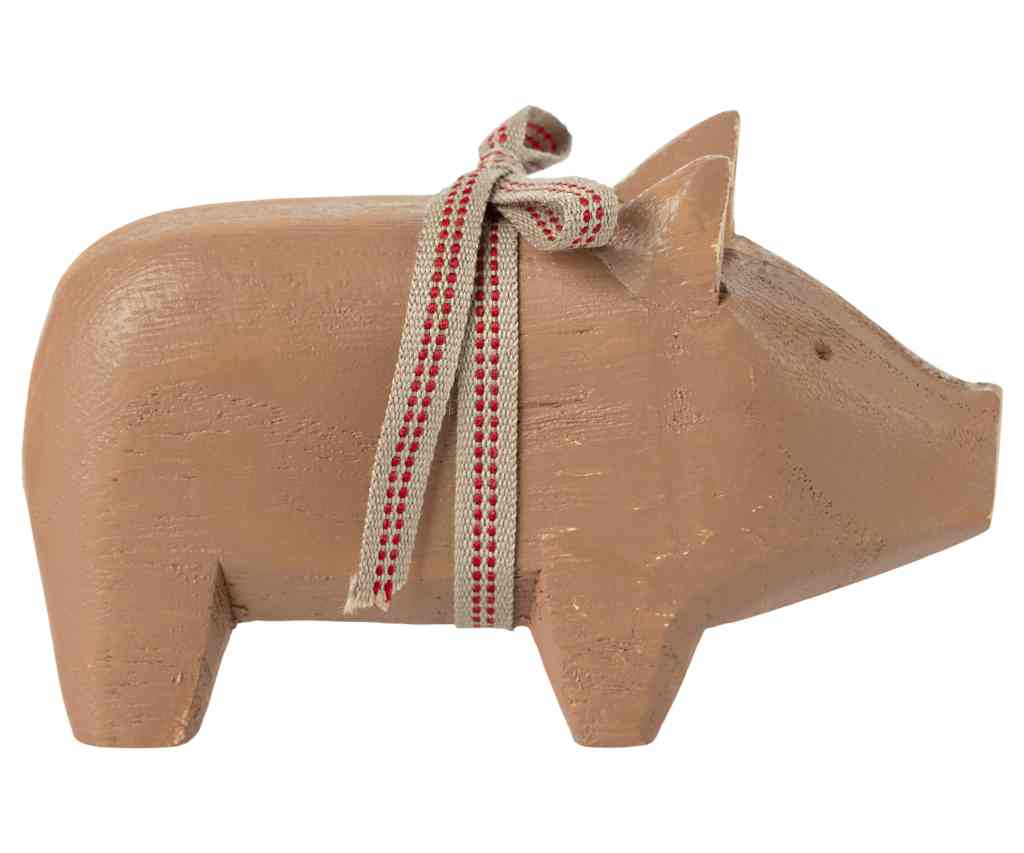 Maileg Holzschwein altrosa 10x5 cm Advent Dekoration ☆ Glücksschwein