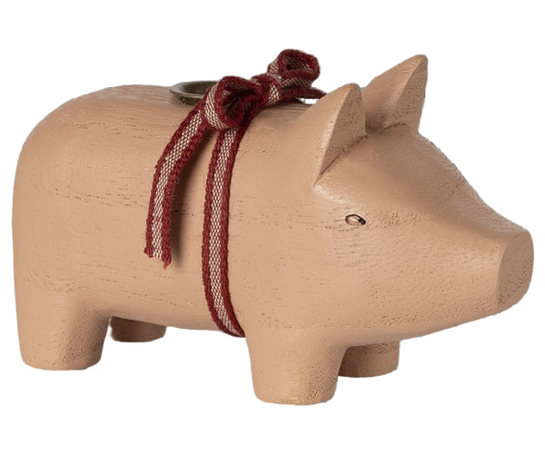 Maileg Kerzenständer SCHWEIN rosa Holzschwein ca. 11x6,5 cm Advent Dekoration ☆ Glücksschwein erhältlich bei www.luiseundfritz.de