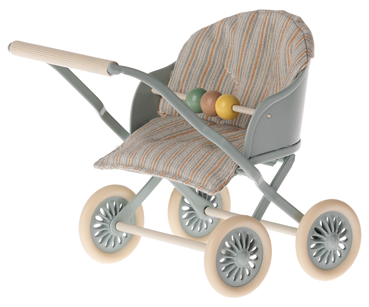 Maileg Kinderwagen für Babymäuse BUGGY blau für Zwillinge + Drillinge Gr. MY Puppenwagen