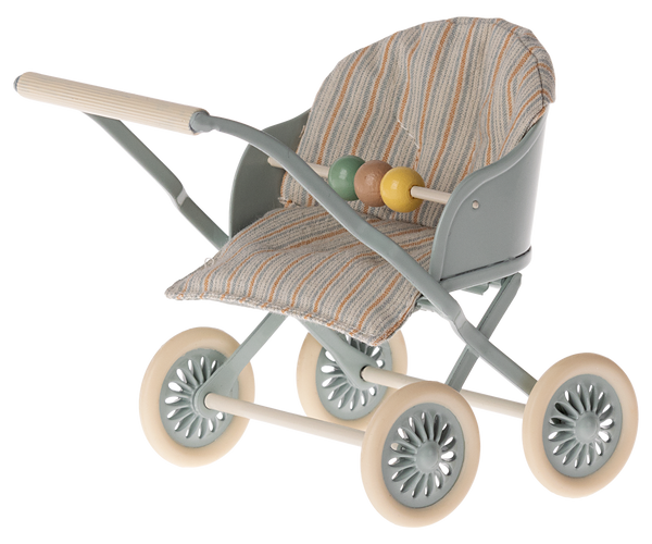 Maileg Kinderwagen für Babymäuse BUGGY blau für Zwillinge + Drillinge Gr. MY Puppenwagen