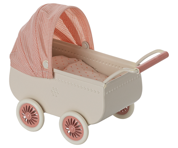 Maileg KINDERWAGEN coral-rosa für Babymaus Matratze und Schlafsack