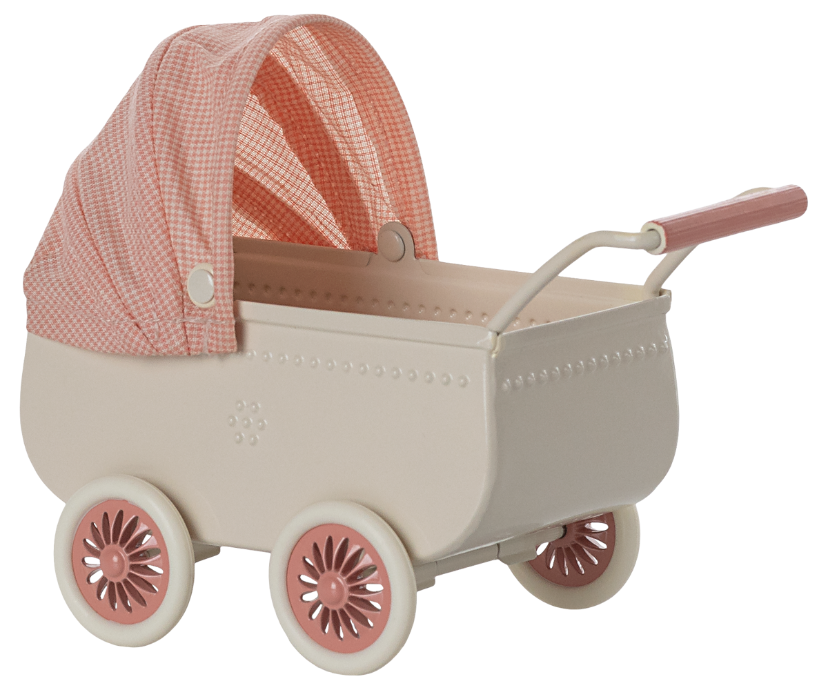 Maileg KINDERWAGEN coral-rosa für Babymaus Matratze und Schlafsack