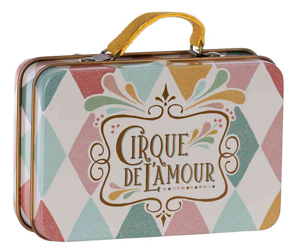 Maileg Koffer CIRQUE D'AMOUR Puppenkoffer mit Harlekin-Muster 7x11 cm Metallkoffer