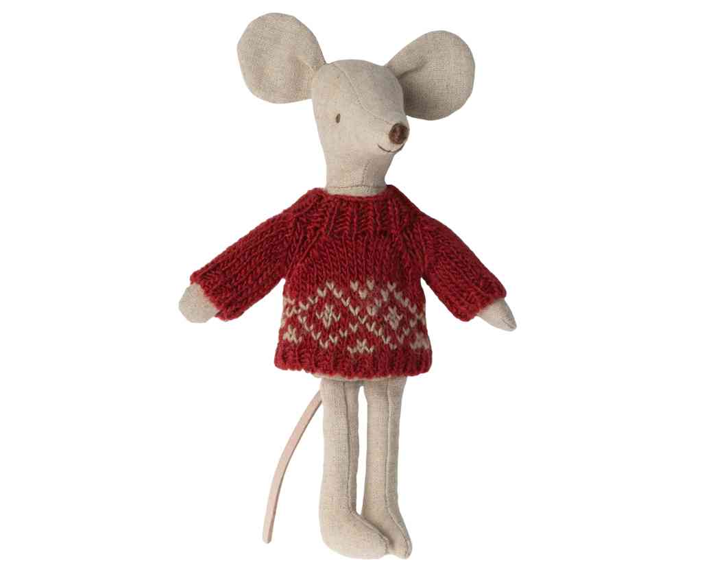 Maileg Mauskleidung STRICKPULLOVER rot für Mailegmaus in Elterngröße