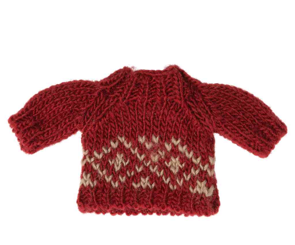 Maileg Mauskleidung STRICKPULLOVER rot für Mailegmaus in Elterngröße