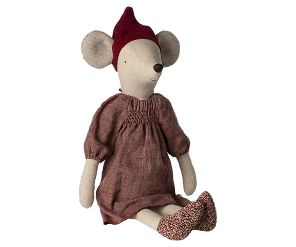 Maileg WEIHNACHTSMAUS Gr. maxi ca. 60 cm mit Kleid, Socken und Wichtelmütze Stofftier erhältlich bei www.luiseundfritz.de