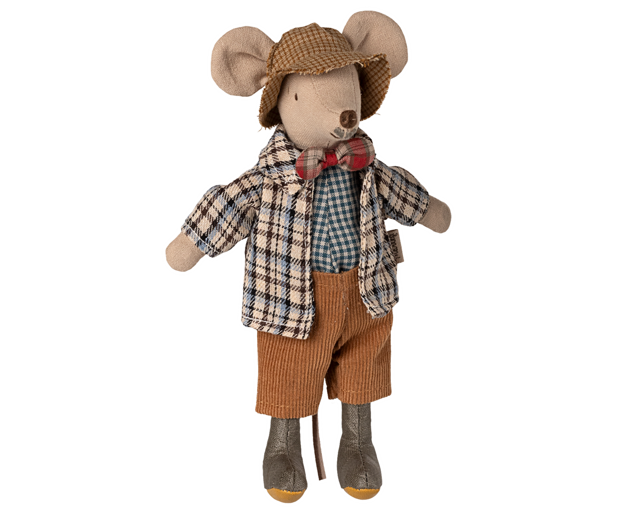 Maileg Großvater Maus OPA mit Hut, Fliege, Hose und Hemd