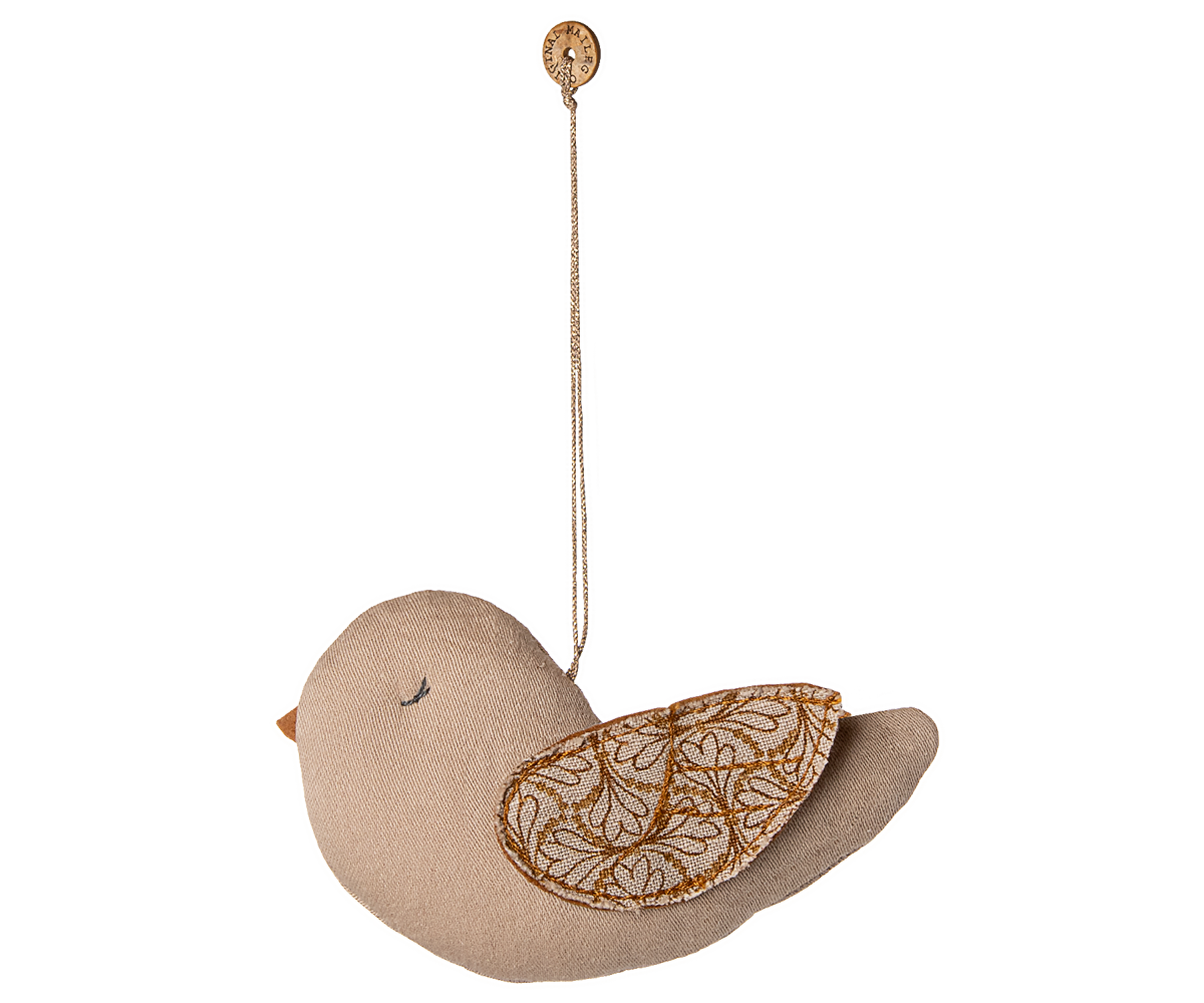Maileg Ornament VOGEL WINTERHERZ sand ca. 9,5x6 cm Stoffanhänger Deko Baumschmuck