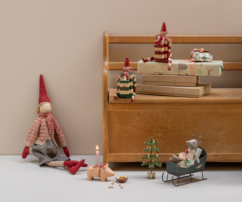 Maileg Kerzenständer SCHWEIN klein rosa Holzschwein ca. 11x6,5 cm Advent Dekoration ☆ Glücksschwein