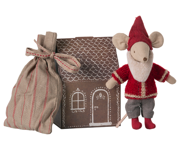 Maileg Weihnachtsmann Maus SANTA großer Bruder mit Bart, Mütze , Pulli und Hose erhältlich bei www.luiseundfritz.de