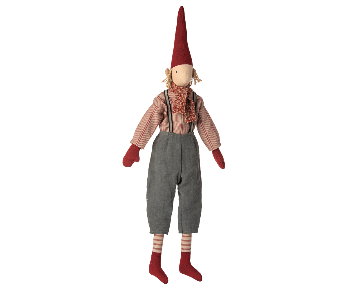 Maileg Wichtel Gr. 4 ca. 60 cm Wichteljunge mit Hosenträgerhose, Hemd + Schal ☆ PIXY erhältlich bei www.luiseundfritz.de