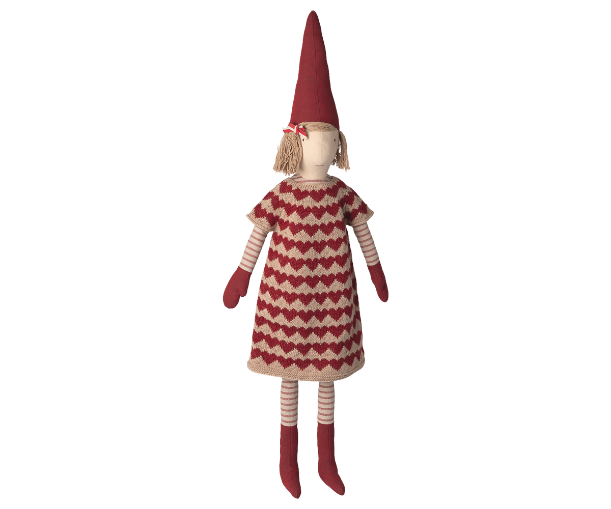 Maileg Wichtel Gr. 5 ca. 85 cm Wichtelmädchen im Strickkleid mit Herzmuster ☆ PIXY erhältlich bei www.luiseundfritz.de