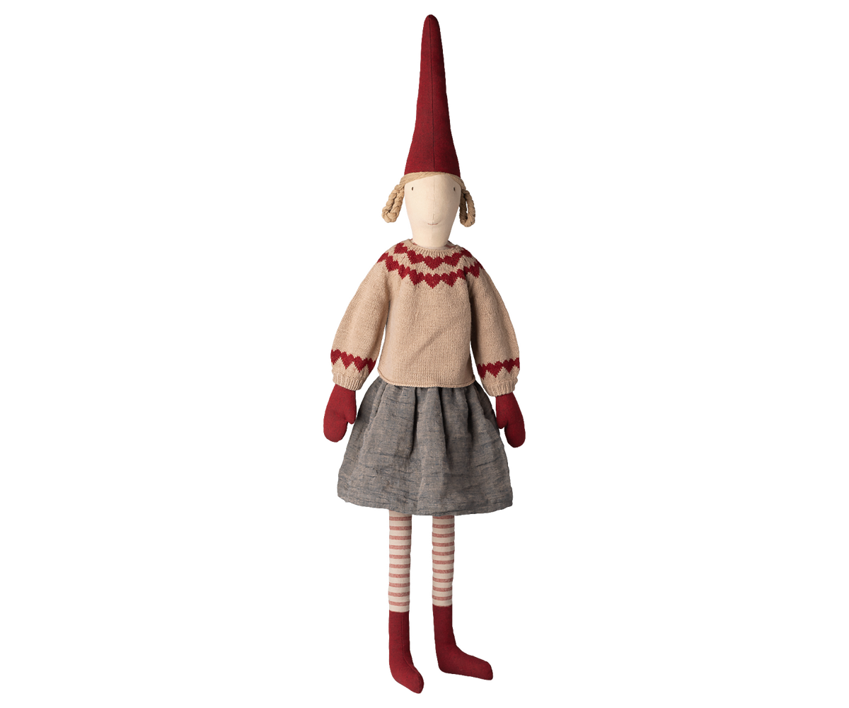 Maileg Wichtel Gr. 6 ca. 106 cm Wichtelmädchen in Pullover mit Herz und Rock ☆ PIXY erhältlich bei www.luiseundfritz.de