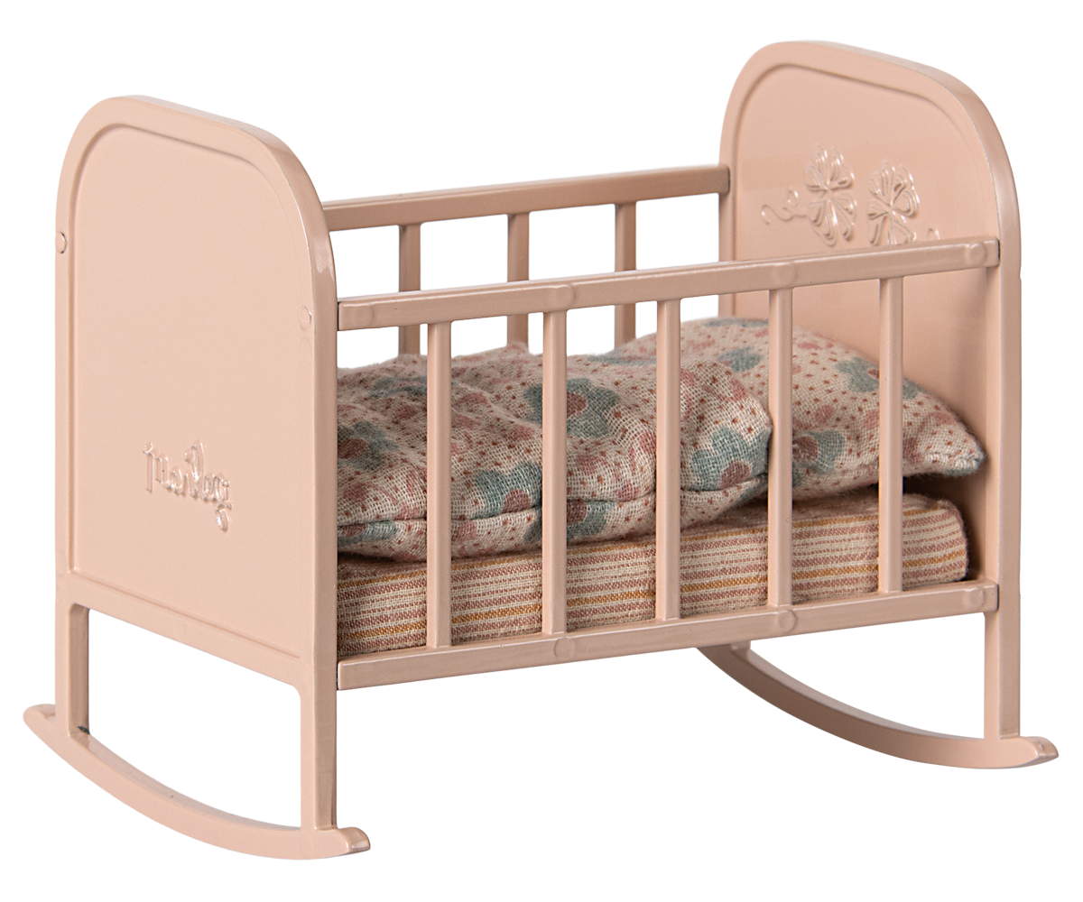Maileg Wiege Metall zartrosa für Babymaus oder Babyhase in Gr. MY mit Schlafsack und Matratze