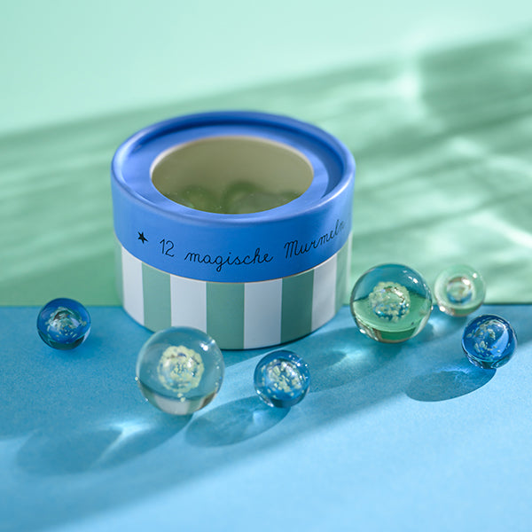 Magische MURMELN blau GLOW IN THE DARK 12er Set Leuchtmurmeln