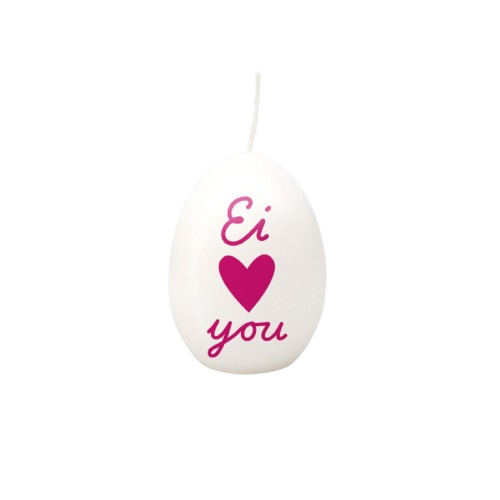 Eiförmige Kerze EI ♥ YOU weiß pink | Statement Ostereikerze in Hühnereigröße erhältlich bei www.luiseundfritz.de