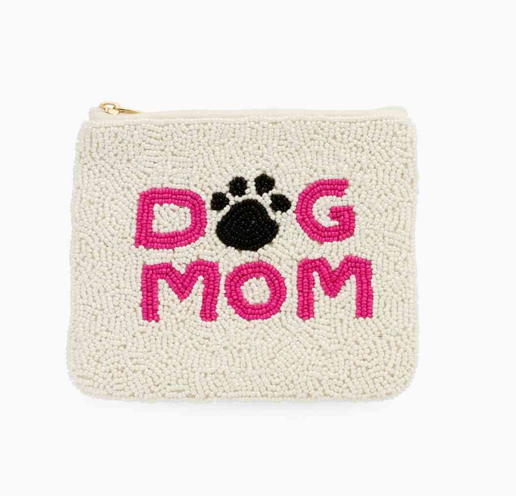 Perlentasche DOG MUM ca. 13x11 cm Geldbörse Statement-Utensilientasche bei www.luiseundfritz.de