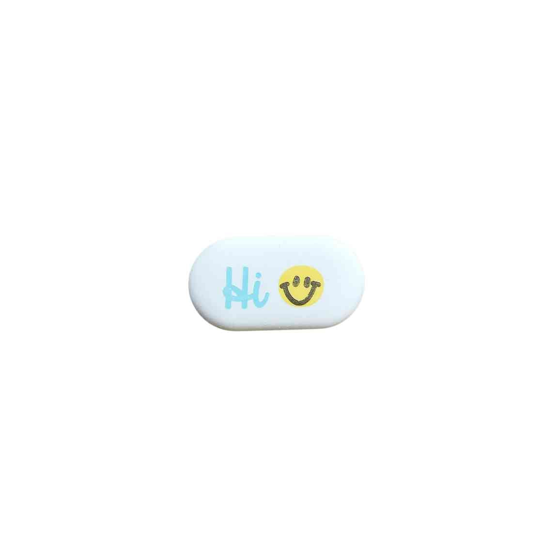 Radiergummi HI mit Smile-Face in gelb. erhältlich bei www.luiseundfritz.de