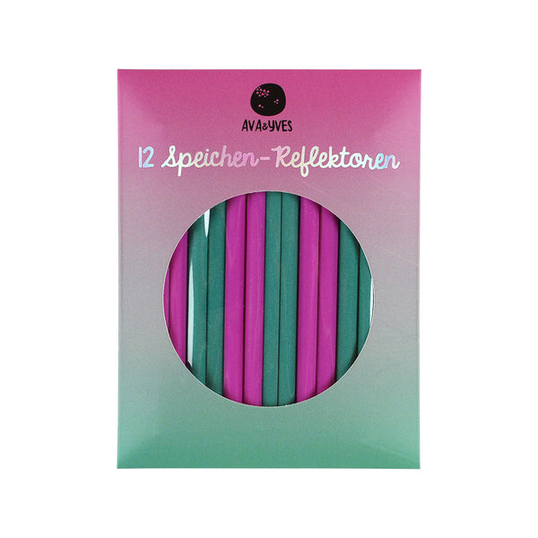 Speichenreflektoren 12er Set für Fahrradspeichen PINK + PETROL