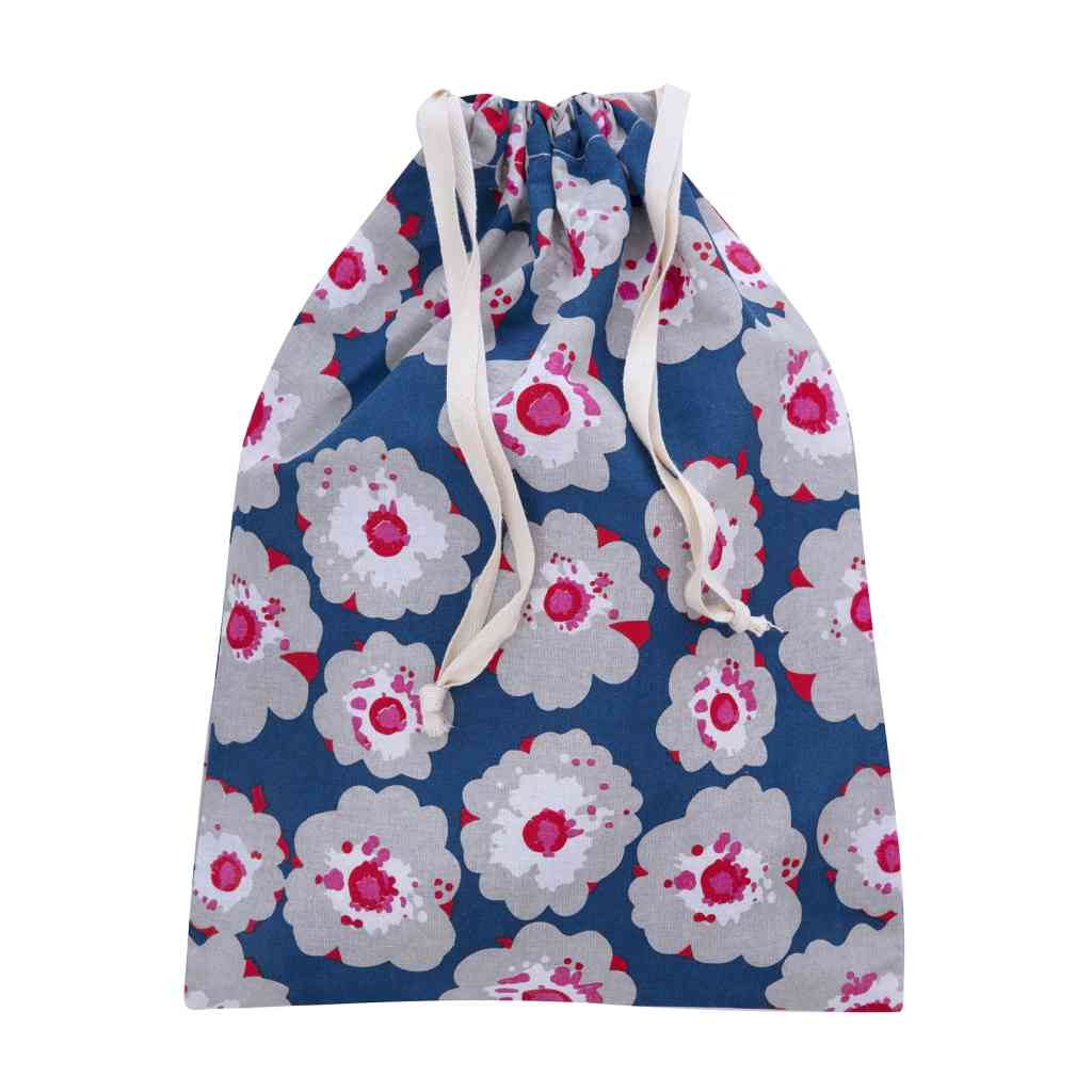 stoffbeutel aufbewahren Stoffbeutel blau pink Blütenmuster mit Zugband 27x37 cm Aufbewahrung – Luise & Fritz