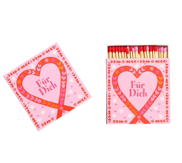 Streichhölzer XL FÜR DICH ca. 11 cm Maxi-Statement-Zündhölzer Zündkopf rot + pink