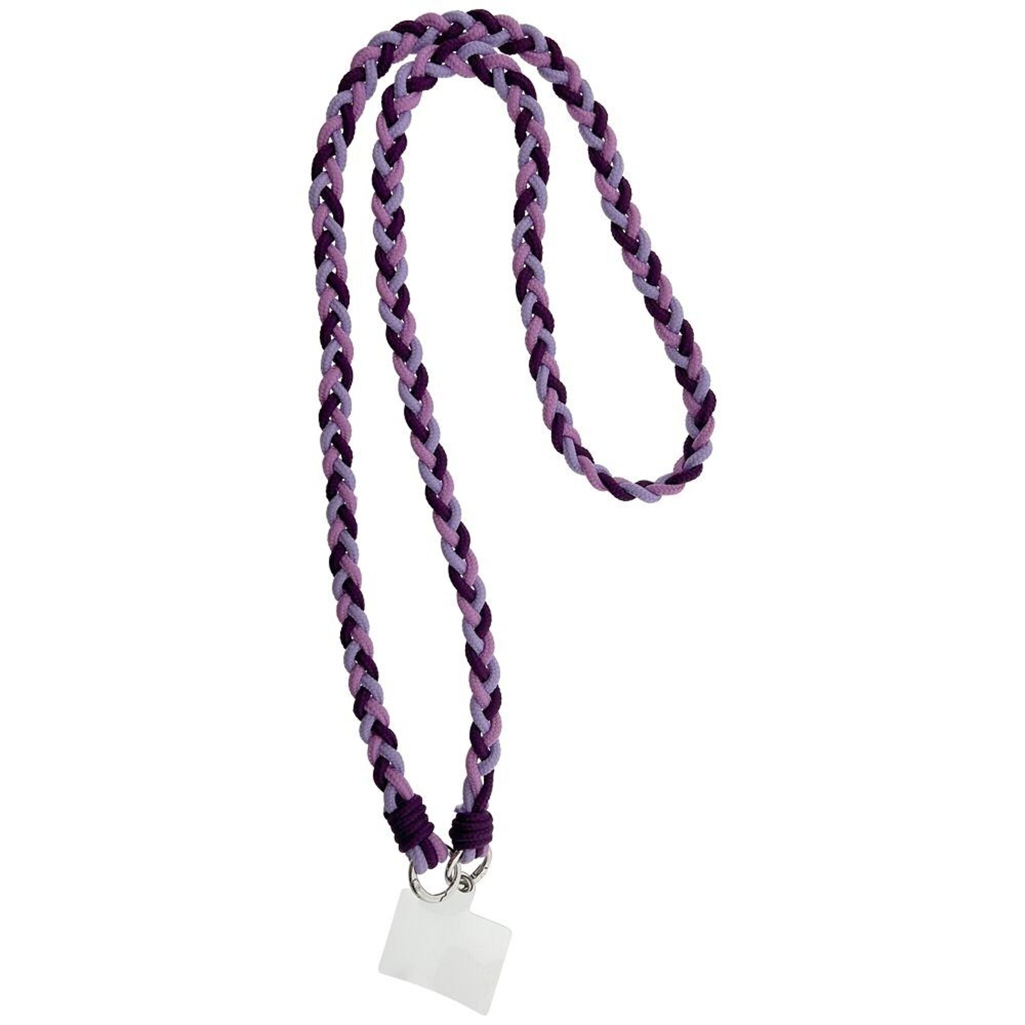 Handykette geflochtene KORDEL lila violett für Smartphone mit Karabiner und Hangtag erhältlich bei www.luiseundfritz.de