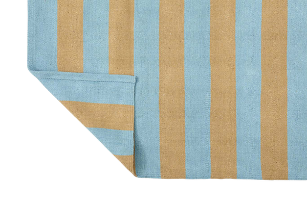 teppich matte 60x90 mit blockstreifen, recyclingbaumwolle handmade. Mint, türkis. GOTS zertifiziert. erhältlich bei www.luiseundfritz.de