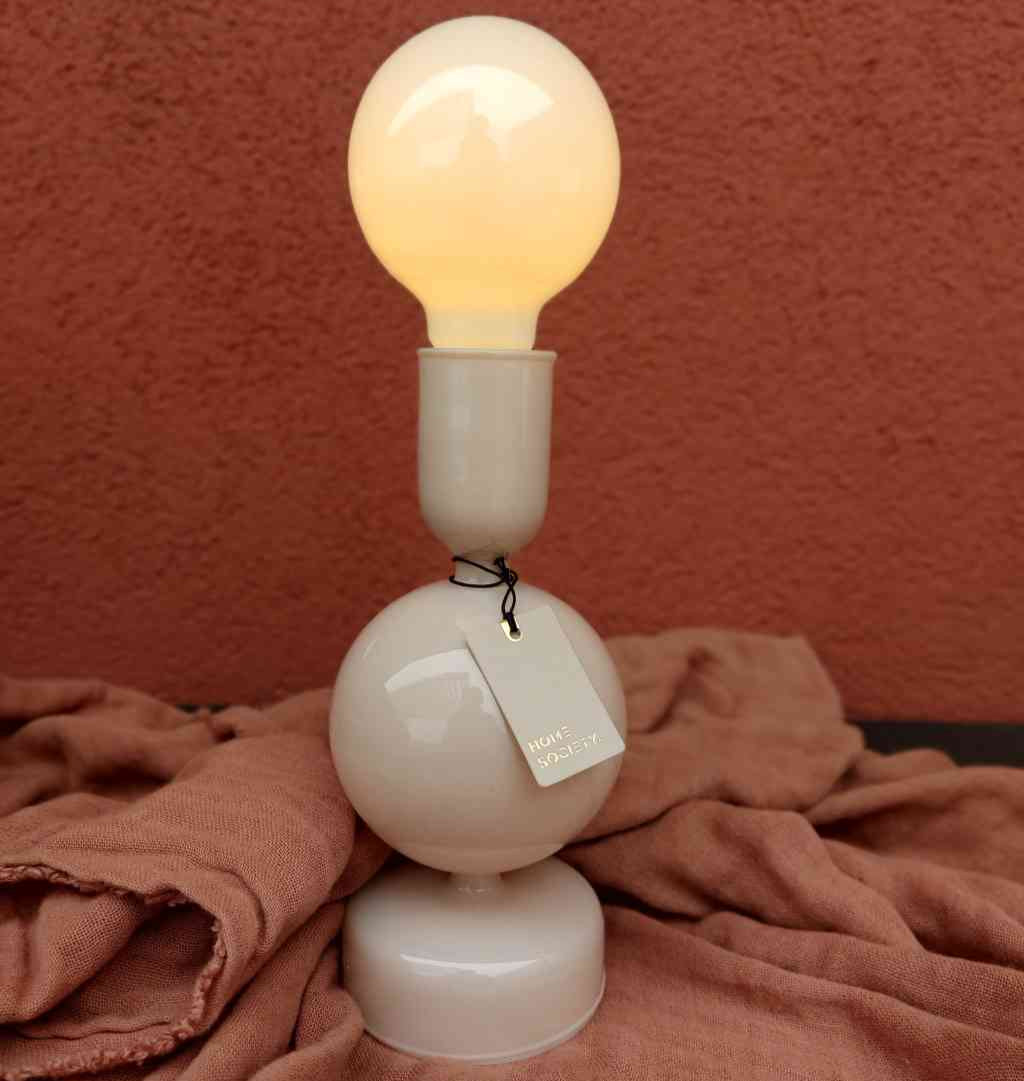 Tischleuchte LED beige Glas EVAA-M ca. 31 cm Dekoleuchte Batteriebetrieb 3xAA bei www.luiseundfritz.de