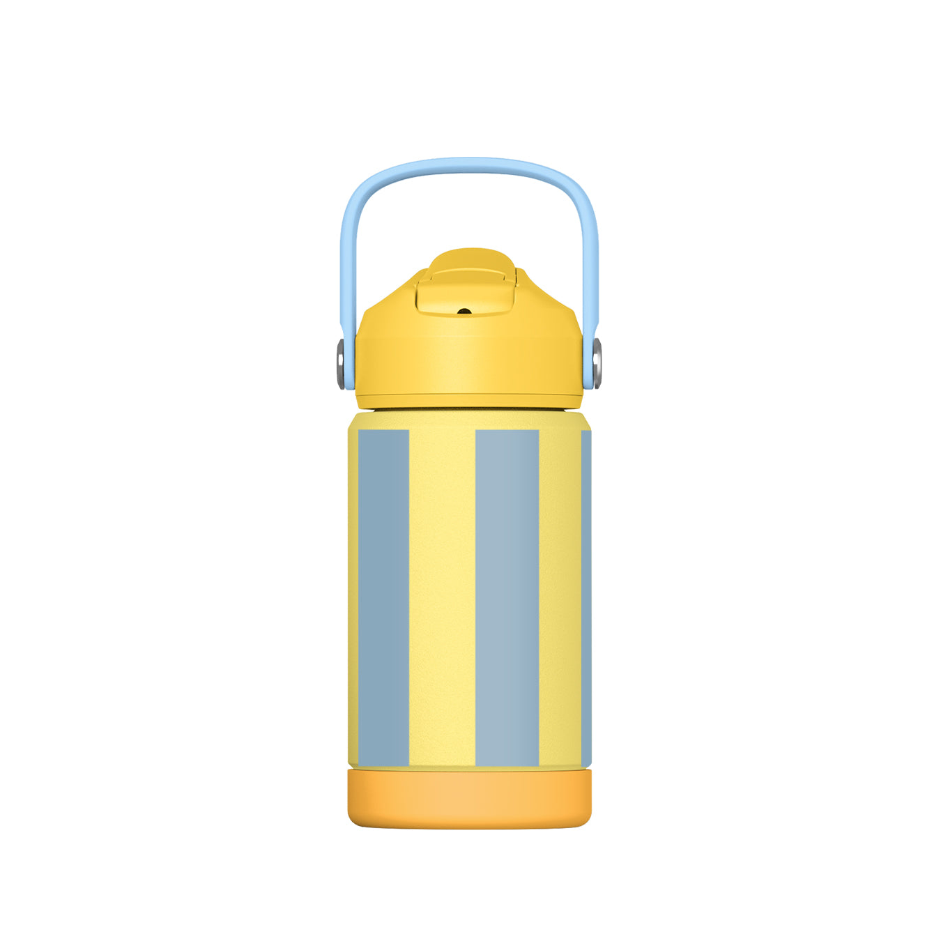 Trinkflasche STRIPES 350 ml Thermoflasche gelb/hellblau mit aufklappbarem Mundstück, Trinkhalm und Griff