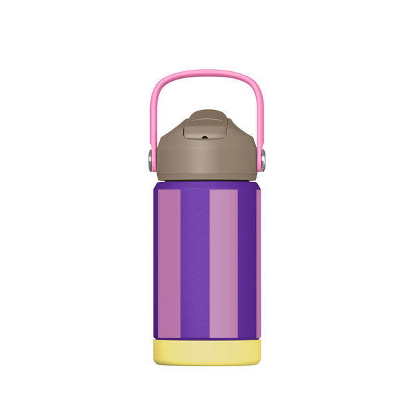 Trinkflasche STRIPES 350 ml Thermoflasche lila/flieder mit aufklappbarem Mundstück, Trinkhalm und Griff