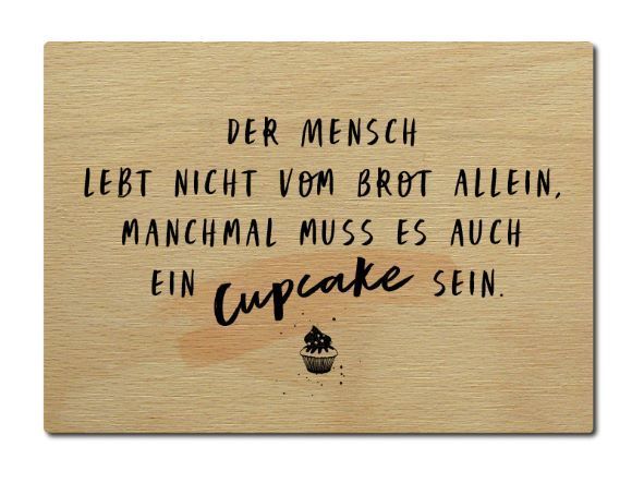Interluxe - Holzpostkarte DER MENSCH LEBT NICHT VOM BROT ALLEIN... Grußkarte Postkarte | www.luiseundfritz.de