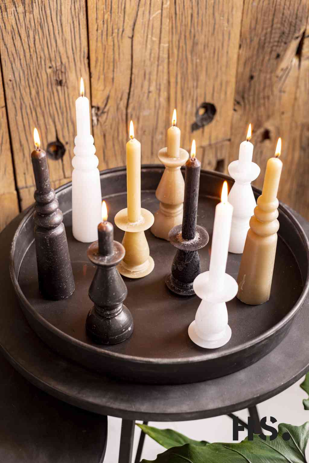 Kerze weiß NES Dekokerze in Kerzenständerform 24,5 cm HOME SOCIETY
