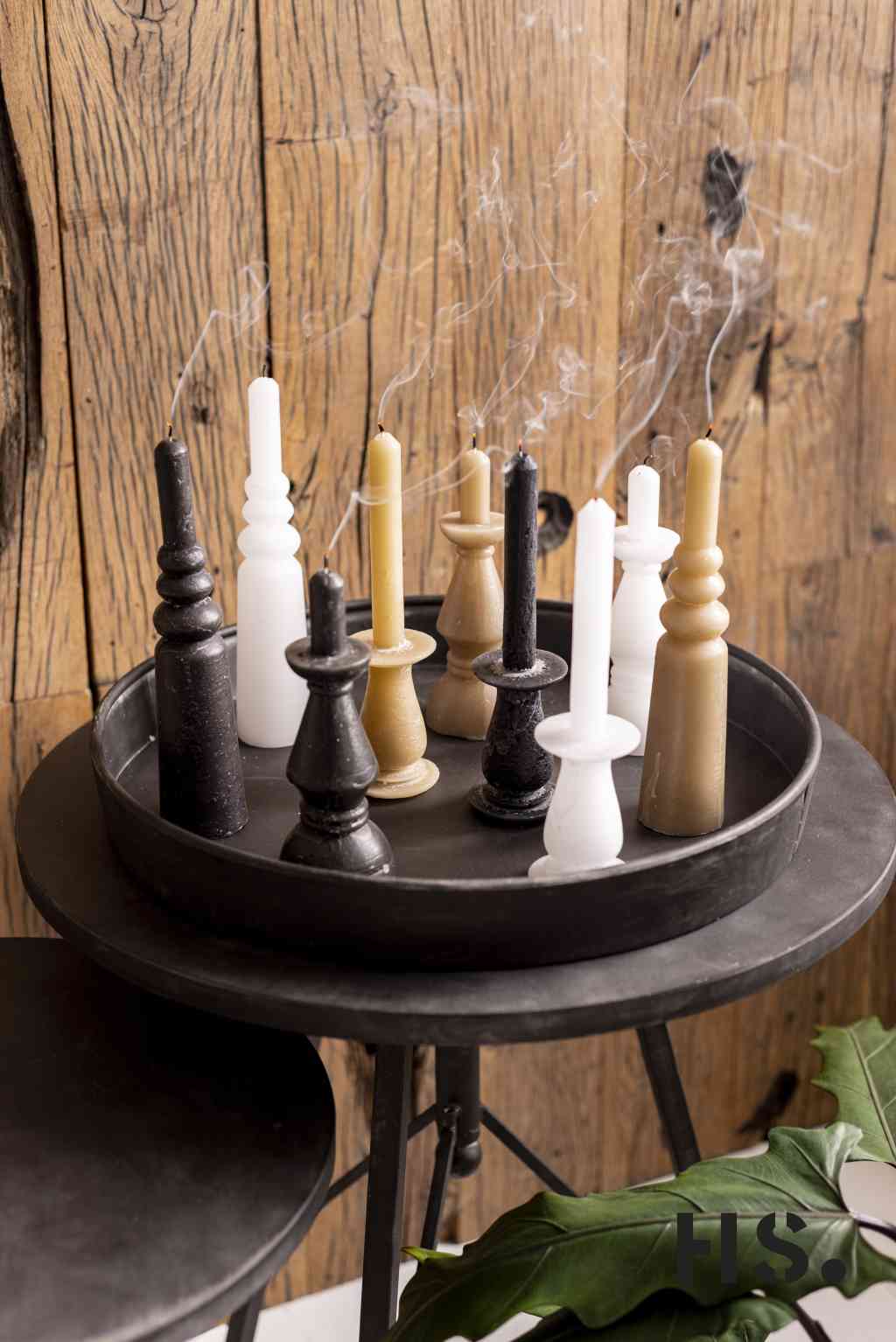 Kerze schwarz NES Dekokerze in Kerzenständerform 24,5 cm HOME SOCIETY