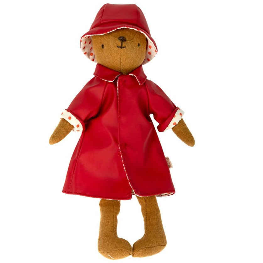 Maileg Regenmantel mit Hut RAINWEAR Teddykleidung für Teddy Mama WENIGEN TAGEN BEI UNS dieses Produkt findest du hier im Shop bei Luise und Fritz - Abb: Maileg-regenkleidung-teddy-mama-puppenkleidung-16-2821-00-luiseundfritz.de-rot